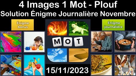 Solution 4 Images 1 Mot Plouf 15 Novembre 2023.